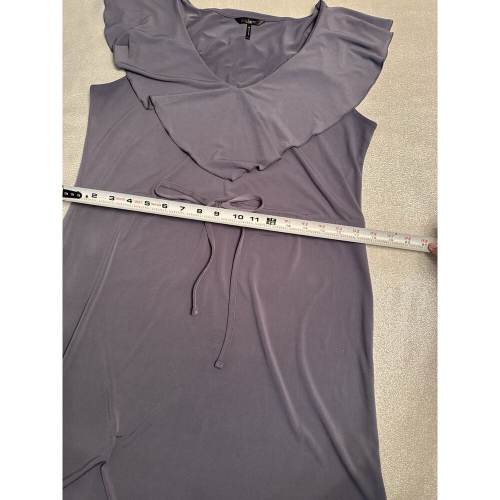 Daisy Fuentes Dress Blue Gray Purple Women's Small Tie Waist Ruffle Spring Summe - Picture 4 of 5
